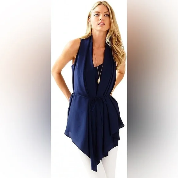Lilly Pulitzer Hana 100% Silk Convertible Vest - Picture 4 of 11